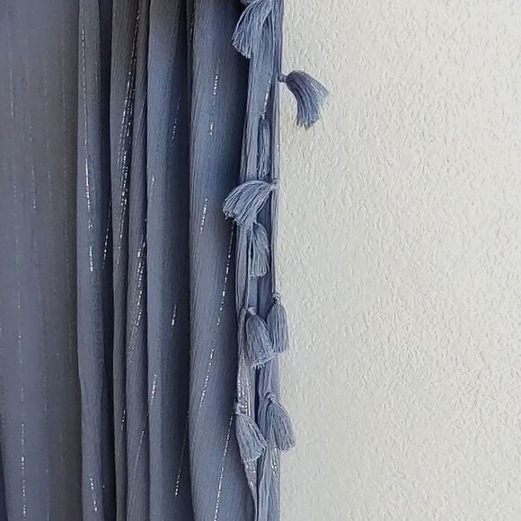 Vince Camuto Metallic Striped Blue Gray Kimono Top Wrap Open Front One Size - Picture 11 of 13